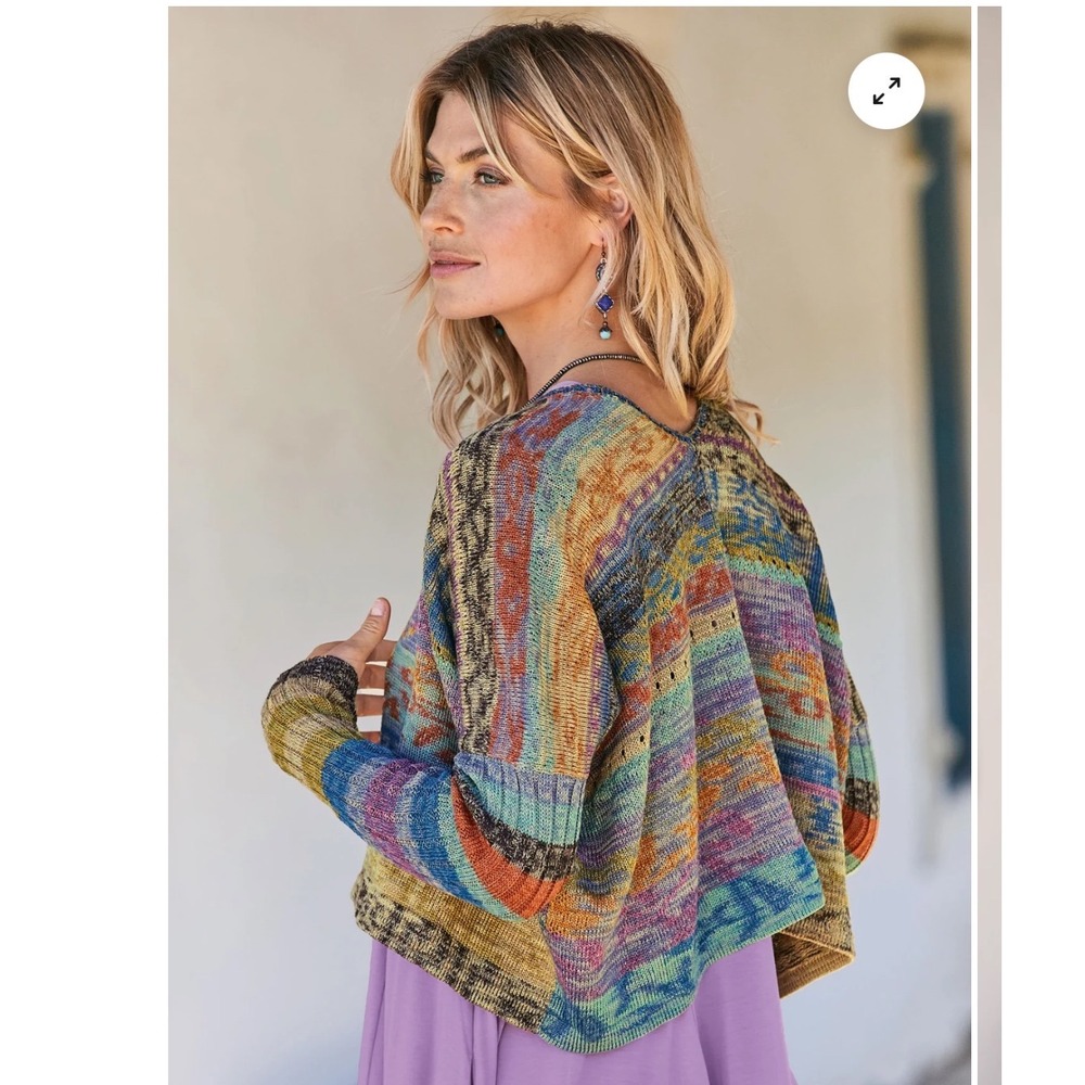 Peruvian Connection Multicolor Boho Pattern Cropp… - image 1